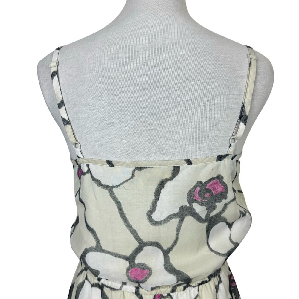 LOFT Gray Beige Neutral Floral Spaghetti Strap Cinch Waist Casual Maxi Dress - Picture 4 of 8